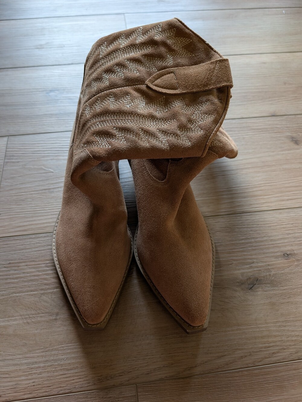 Marc Fisher Tan Suede Western Cowboy Boots - Picture 8 of 10